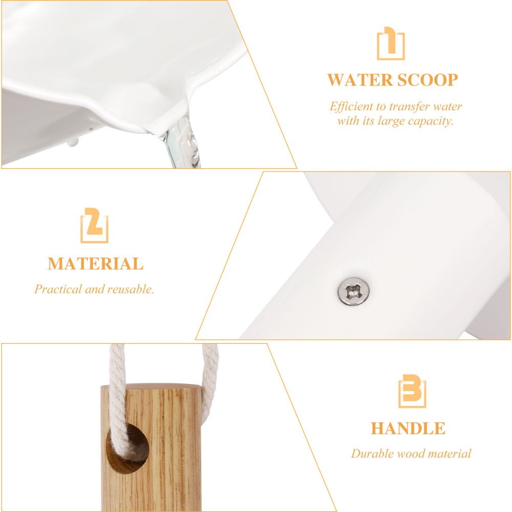 Hemoton Water Ladle Long Wooden Handle Water Scoop Bath Ladle Dipper for Home Kitchen Bathroom A50