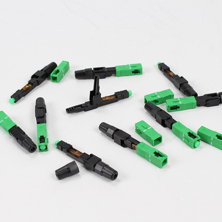 100PCS FTTH SC APC single-mode fiber optic SC APC quick connector Fiber Optic Fast Connector Supply pre-embedded