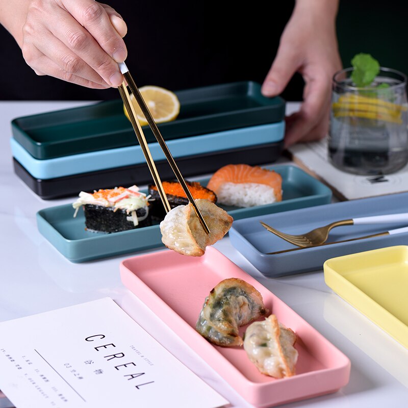 Ceramics Rectangle Plate Salad Steak Pasta Household Kitchen Dishes and Plates Sets Japanese Sushi Ceramica Plates