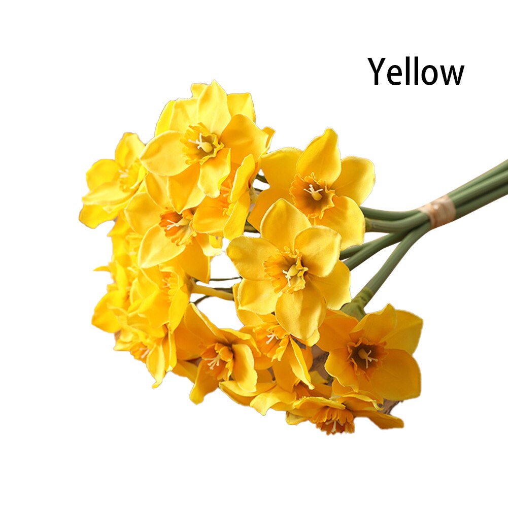 Kunstig narsissbukett silkesimulering påskelilje blomst hjemmearrangement bryllupsfest fest dekorasjon: Gul