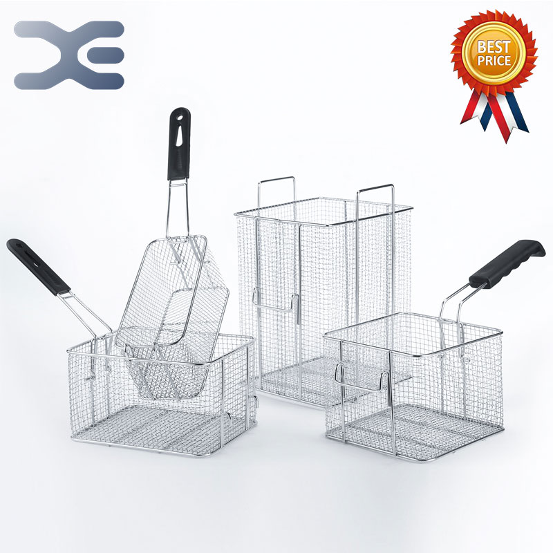 22cm*20cm*11.5cm frituregryderet i rustfrit stål firkantet filter netto krypteret dørformet stegekurv frituregryde