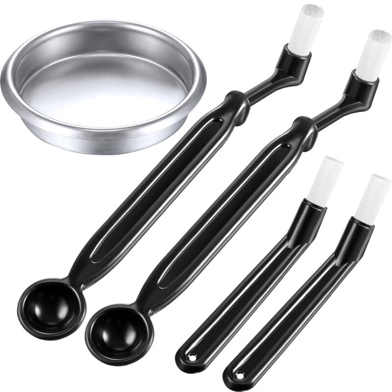 Coffee Machine Cleaning Set, 4 Pieces Coffee Machine Brush with Spoon and 1 Piece 58 Mm Stainless Steel Back Flush Insert Metal: Default Title