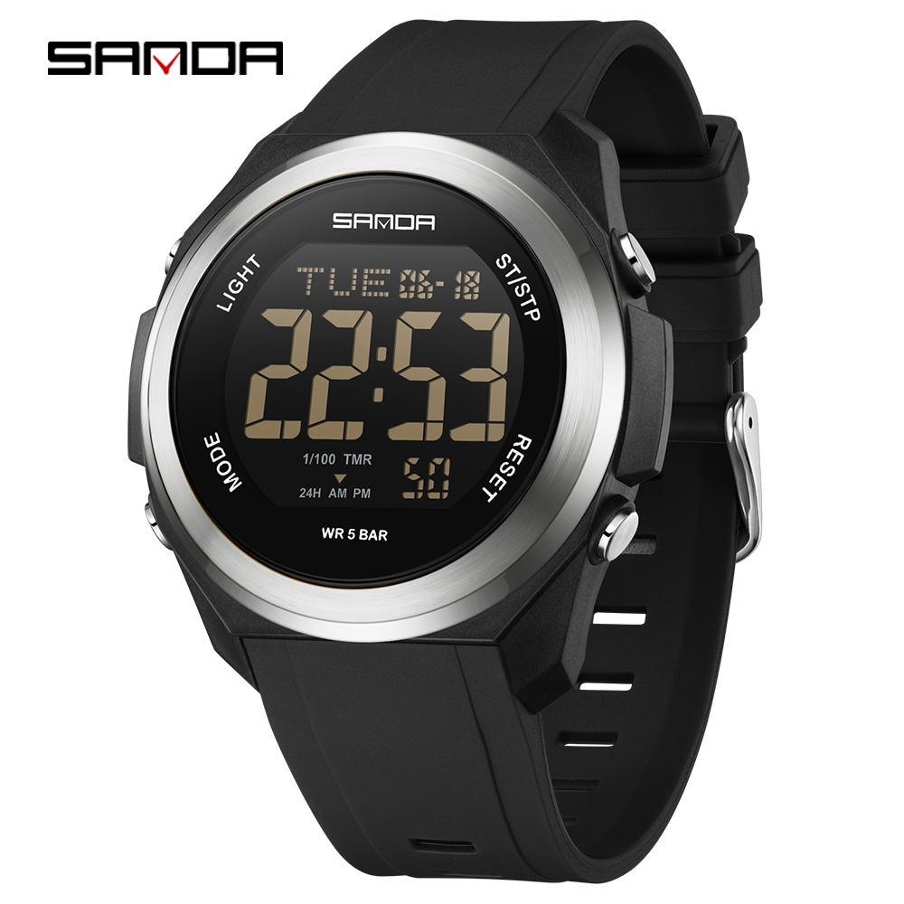 Sanda 2199 new sports watch with waterproof timing and multiple luminous electronic clocks, alarm clock reminder, men's watches: Rose