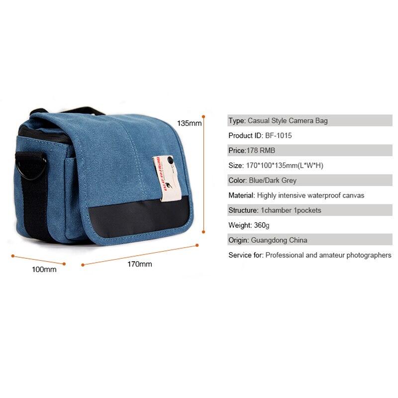 Besnfoto BF-1015 Mirrorless DC Handbags Photography Bag Canvas Waterproof Waist Case For Canon Nikon Sony DSLR Camera