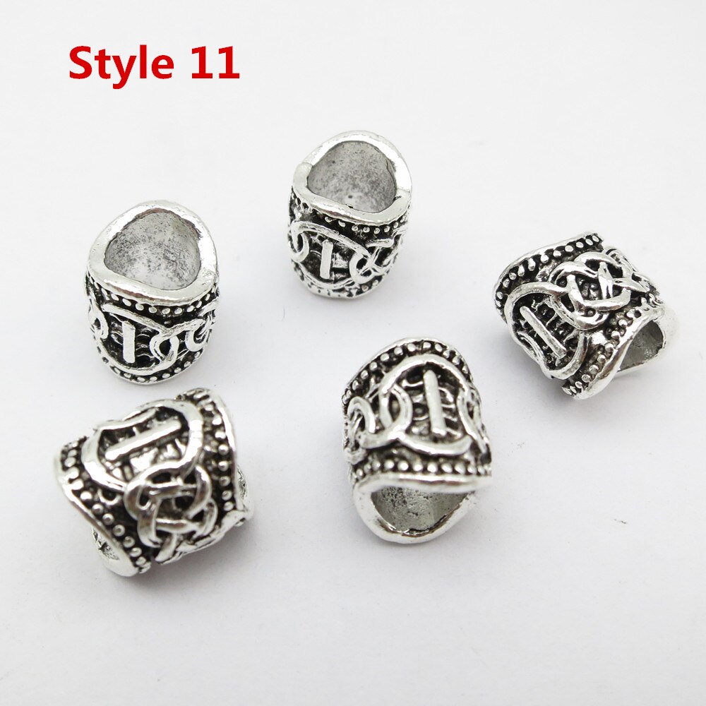 24Pcs/5Pcs Viking Rune Haar Vlecht Dread Dreadlock Baard Kralen Ringen Buizen Voor Mannen Vrouwen Haar Accessoires: 5pcs Style 11