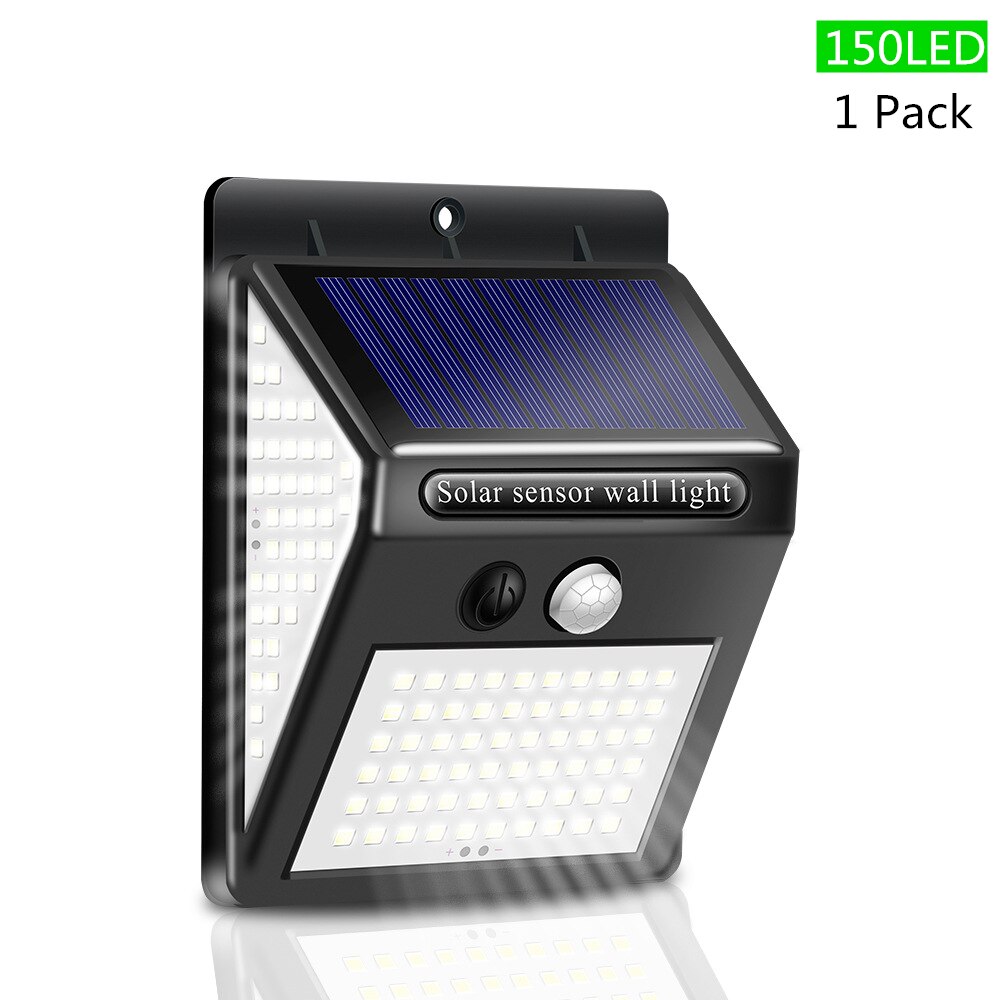 100LED Solar Wandlamp Automatische Inductie Super Heldere Wandlamp Indoor En Outdoor Huishoudelijke Driezijdige 140LED Straat Licht: 150 LEDs 1pack