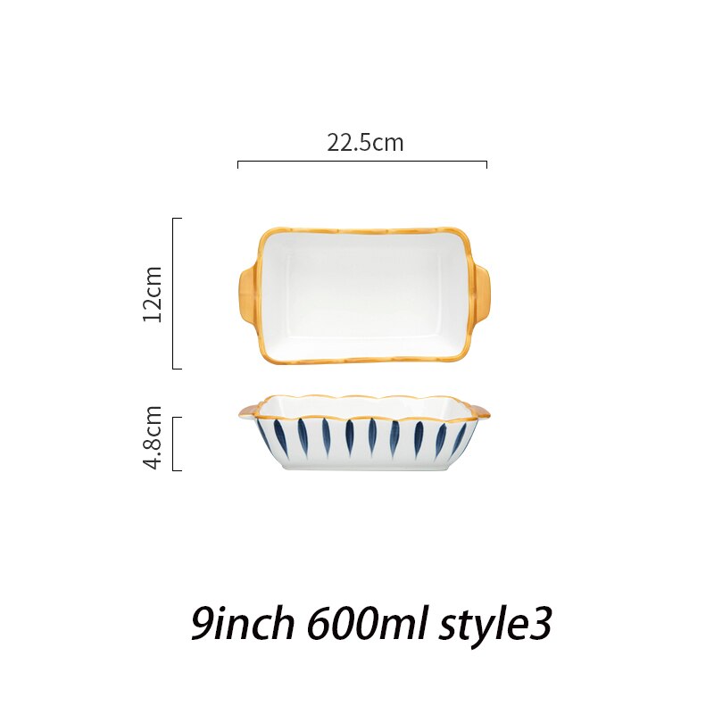 MDZF SWEETHOME 9/11inch Japanese Ceramic Baking Pan Rectangular Bakeware Dish Oven Baking Tray Kitchen Home Lasagna Pan: 600ml style3