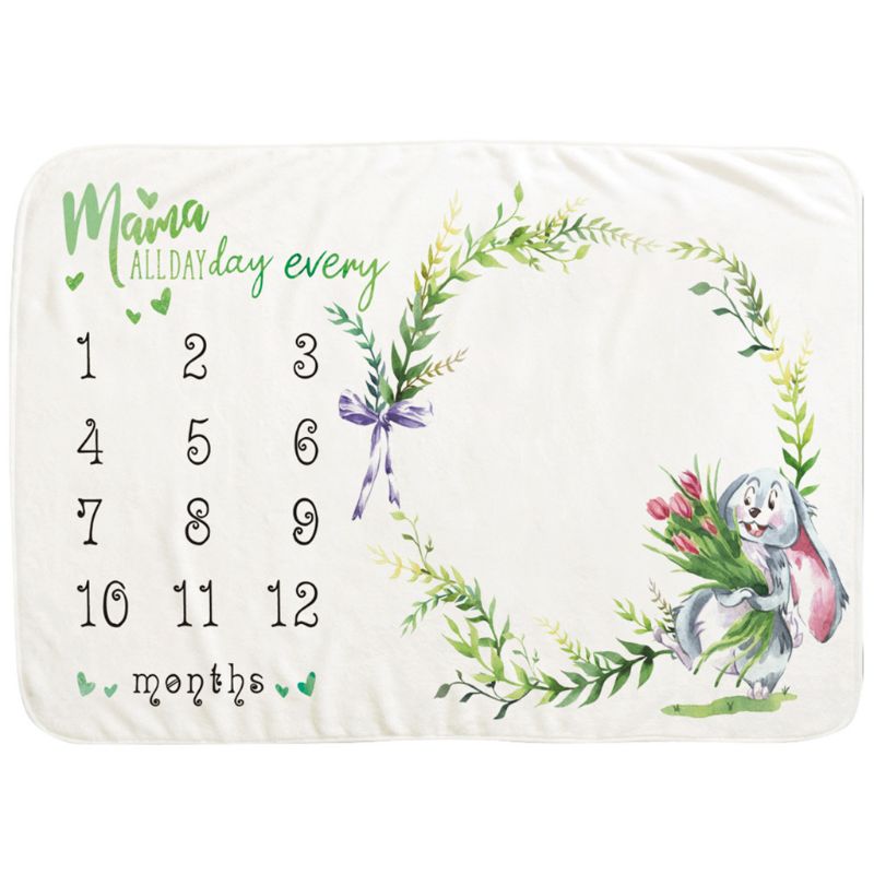 Baby Monthly Record Growth Milestone Blanket Wreath Pattern Photography Props R2JF: 3