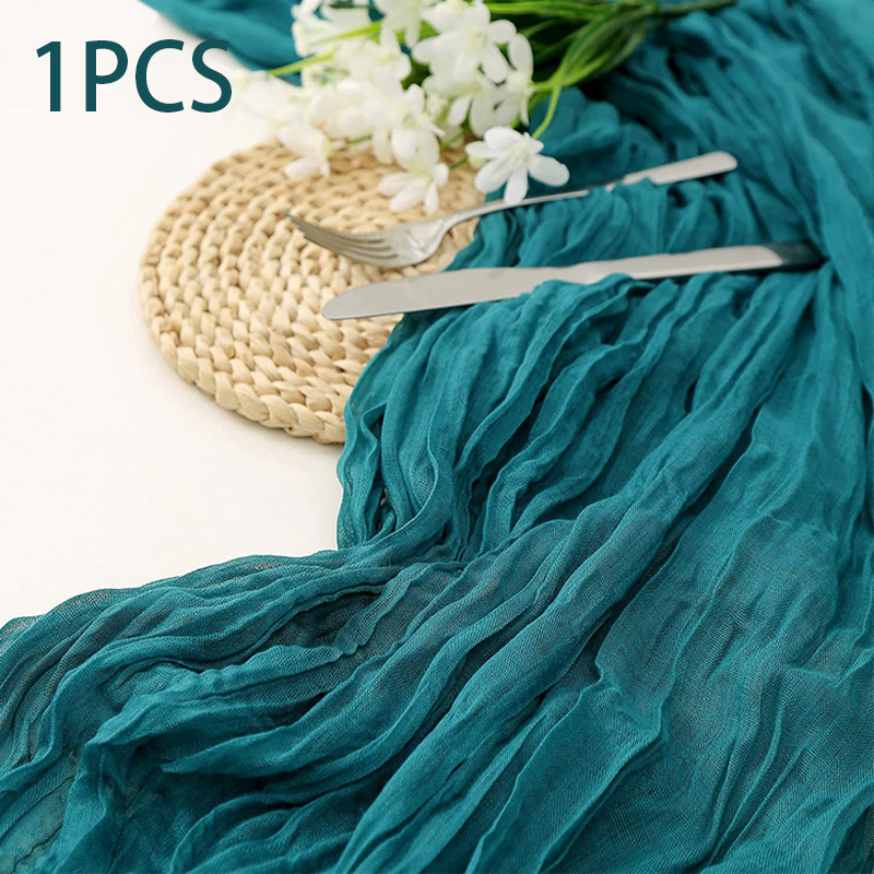 90 x 400cm halvtransparent gasbinda bordslöpare matsal vintage bröllop brud jul banketter fest valv tårtdekoration: 30*180cm / Svart