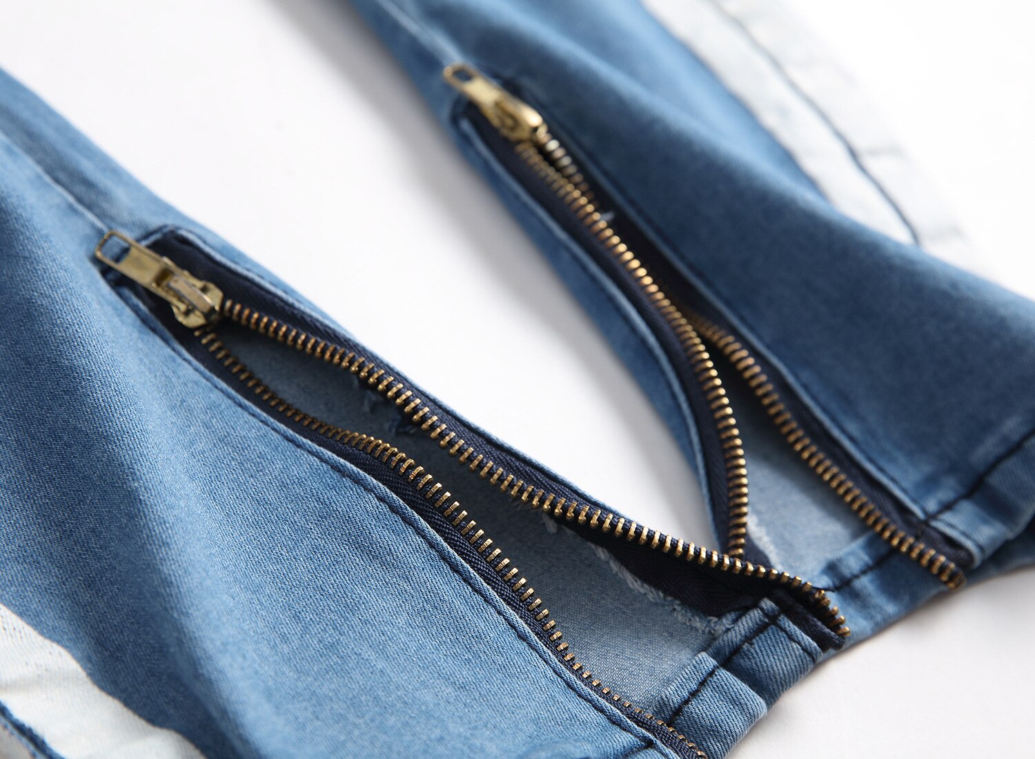 Witte Streep Op Side High Street Jeans Mannen Mode Mannen Denim Broek Katoen Zwart Blauw