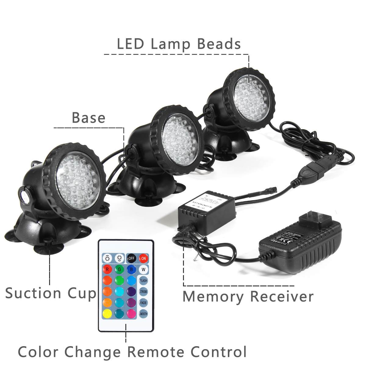 36 Led Onderwater Licht Waterdichte Rgb Led Onderwater Spot Light Voor Zwembad Fonteinen Vijver Landschap Lichten W/Remote