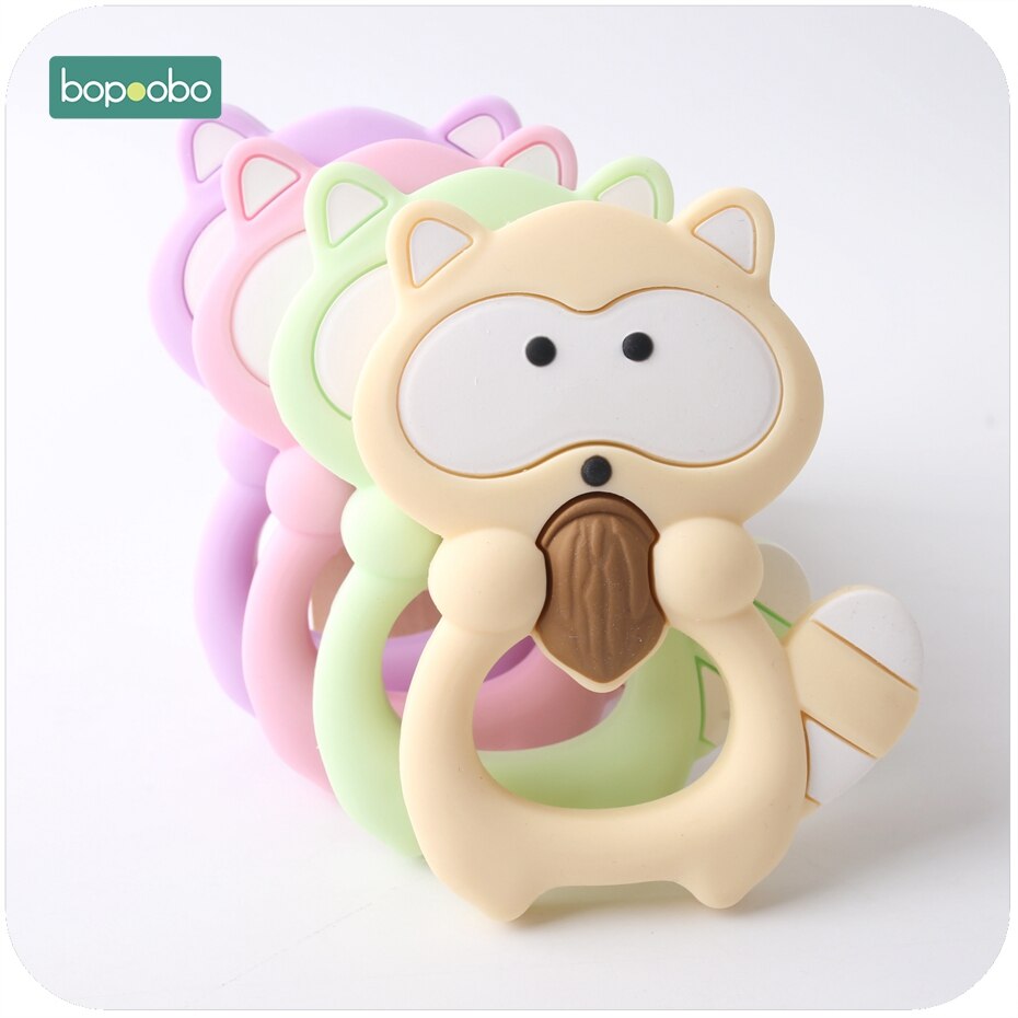 Bopoobo 1pc silikonbitringstillbehör silikon tvättbjörn gör-det-själv smycken amningstillbehör matklassade sensoriska leksaker babybitring