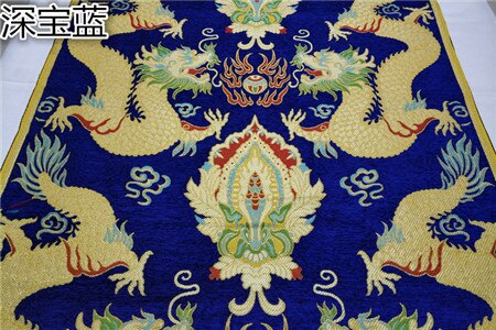 Tela de brocado de seda tradicional china, 1 yarda, Negro/rojo/azul, dragón Jacquard, Cheongsam, ropa de decoración de pared: blue