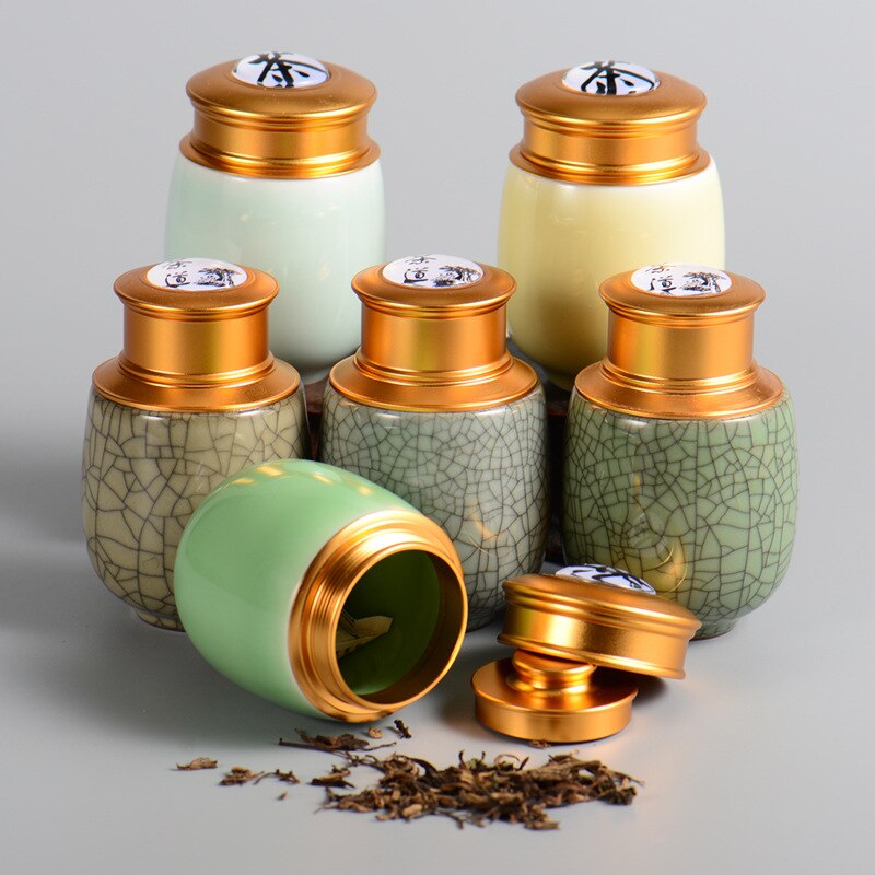 Celadon-latas selladas pequeñas para café, envases de metal para cereales, frutas secas, mini tanque de almacenamiento portátil para el hogar