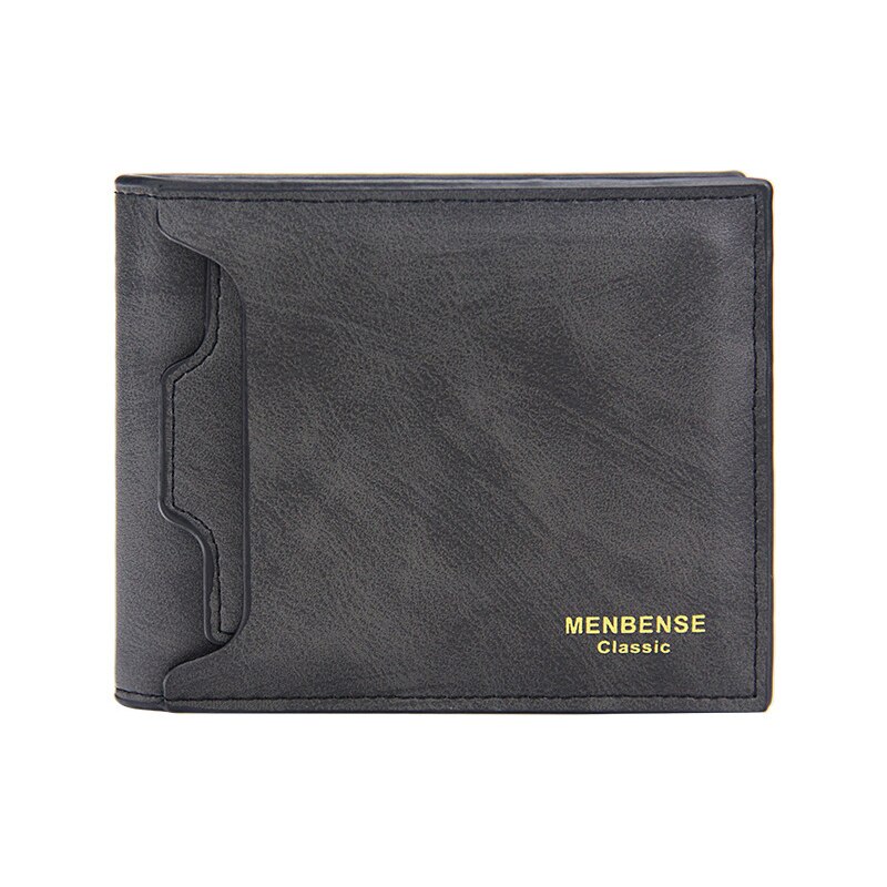 Short Wallet for Men Business Credit Card Holders Slim Men's Wallet Bifold Pu Leather Cards Wallets Luxury Purse Male: F Black