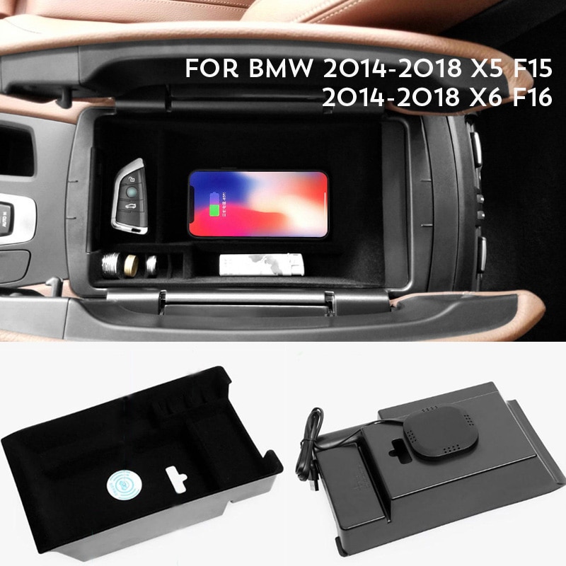 1lot Mobile phone wireless charging Central Armrest storage box For BMW X1 F48 /118i 120i F20 F21 saden