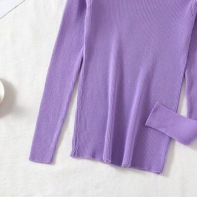 Wixra Hoge Stretch Truien Coltrui Truien Zachte Trekt Heldere Kleur Basic Slim-Fit Strakke Jumper Herfst Winter: Purple