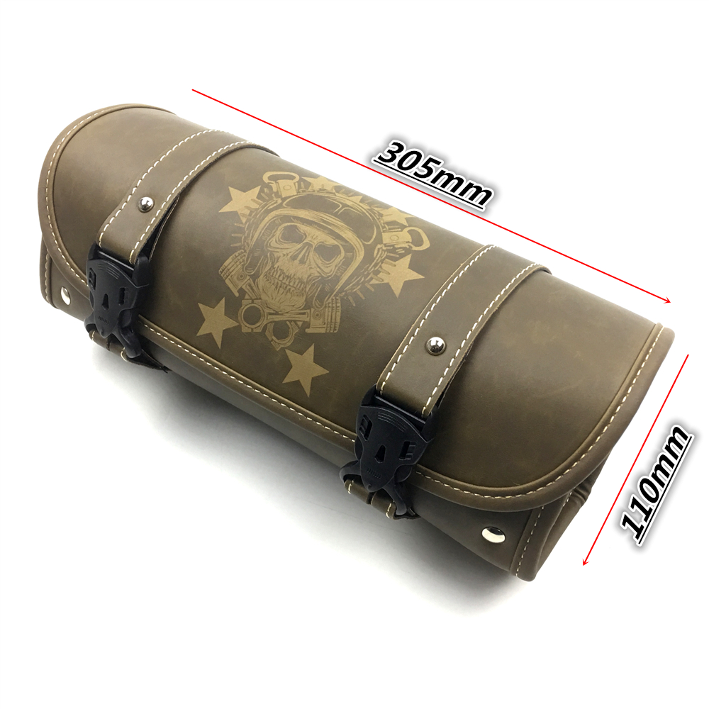 2022 neue Motorrad Gabel Tasche Leder Cruiser Werkzeug Rolle Barrel Tasche Gabel Barrel Form Lenker Schwarz Satteltaschen Lagerung