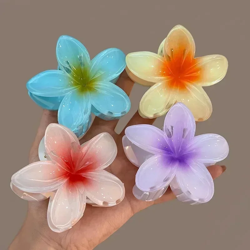 3 pçs novo 4/8cm gradiente flor acessórios para o cabelo conjunto estilo praia grampos de cabelo flor garra clipes verão flor grampos de cabelo estilo havaiano