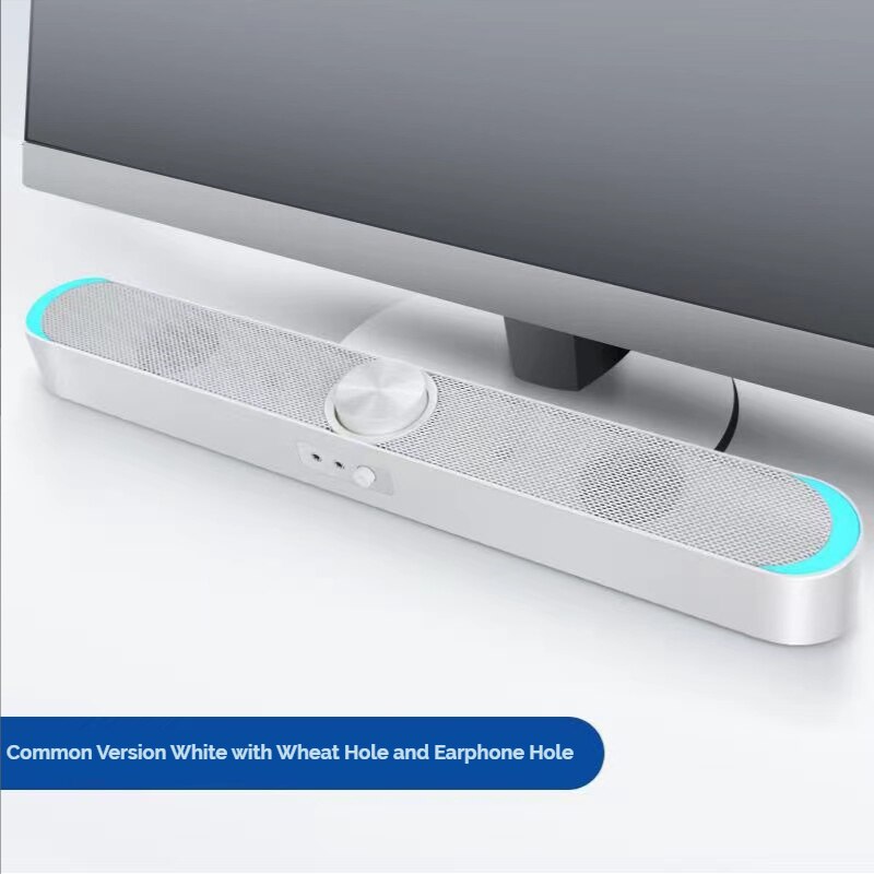 Sound Box Mini USB Powered Computer Wireless Bluetooth Speakers Desktop PC Laptop Notebook Sound Bar Stereo Subwoofer with Mic: White no bluetooth