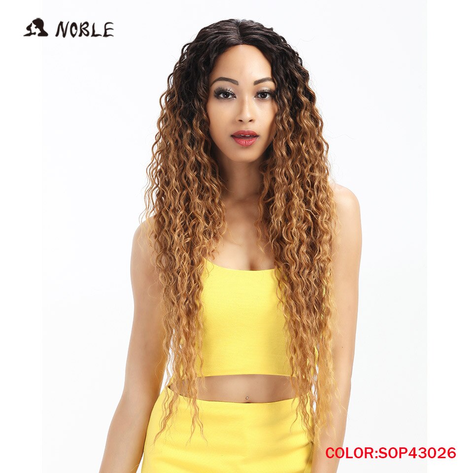 Noble Synthetic Lace Wig Long Wavy Hair 30 Inch Ombre Blonde Wigs For Black Women Blonde Wig Hair Synthetic Lace Wig: SOP43026