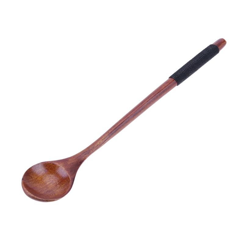 Houten Lepels Grote Lange Steel Lepel Kids Houten Lepel Rijst Soep Dessert Lepel Koffer Thee Mengen Servies 20.5X3X1 Cm: 1