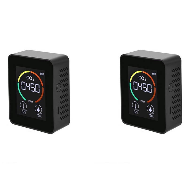2Pcs Air Monitor CO2 Carbon Dioxide Detector Air Temperature Humidity Monitor Fast Measurement Meter For CO2
