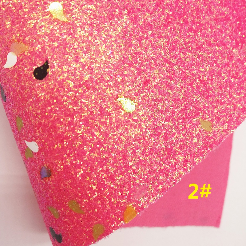 Pink Glitter leather, Diamond mesh Glitter fabric, Plain Synthetic Leather Fabric For Bow A4 21x29CM Twinkling Ming XM026B: 2