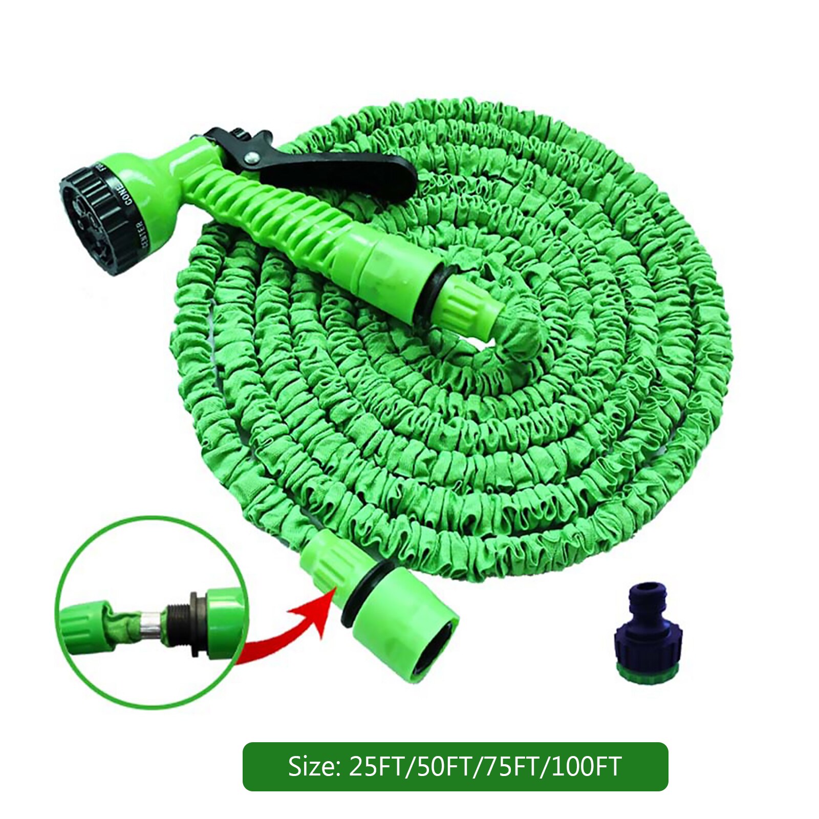 Expandable Garden Hose Kit 25FT/50FT/75FT/100FT 7 Function Spray Nozzle Sprayer High Pressure Flexible Watering Pipe