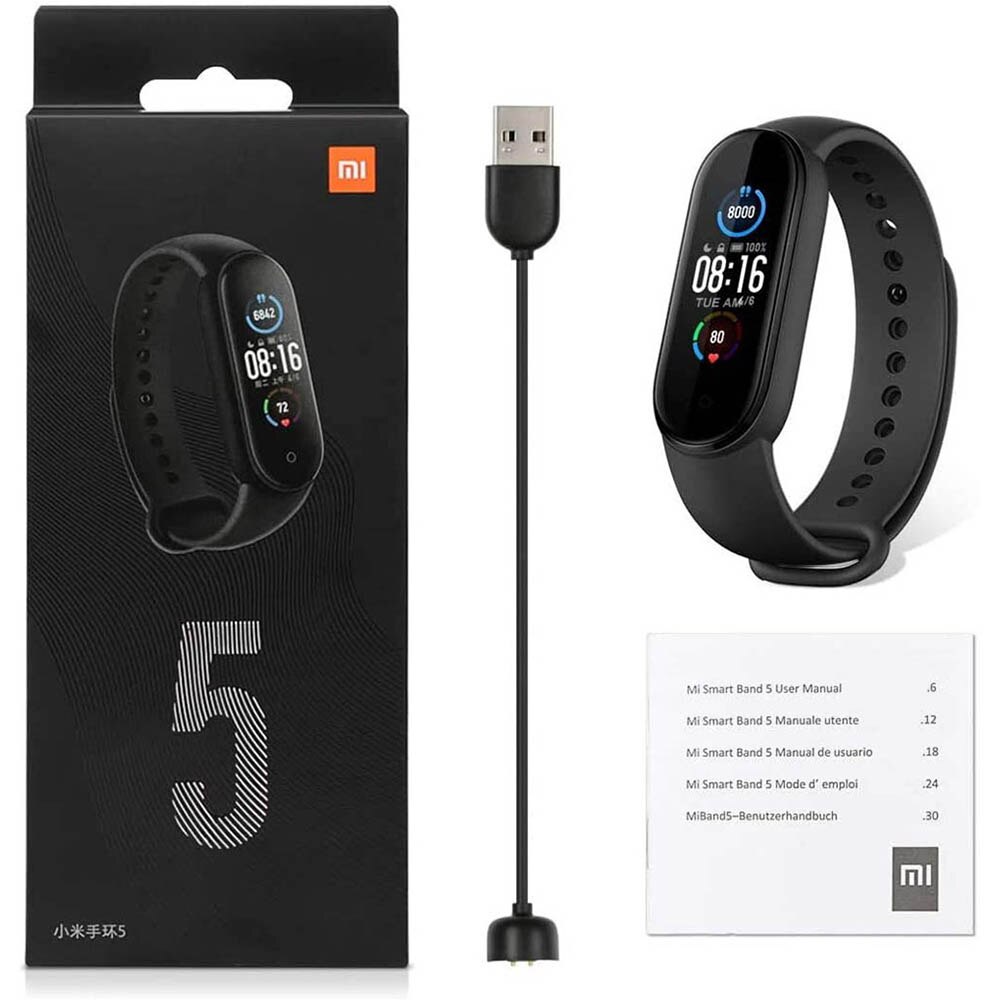 Xiaomi mi band 5 relógio inteligente, pulseira fitness, pedômetros para caminhar, monitor de frequência cardíaca, pedômetro, monitoramento de calorias à prova d&#39;água