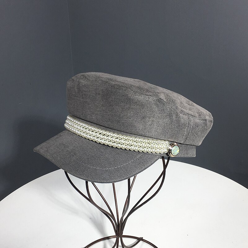 Dames marineblauwe pull-on hoed, dames vizierhoeden, zomerzonbeschermende hoed, dames met aanpasbare parelmoer franse hoed, meisjeshoed craisy: D
