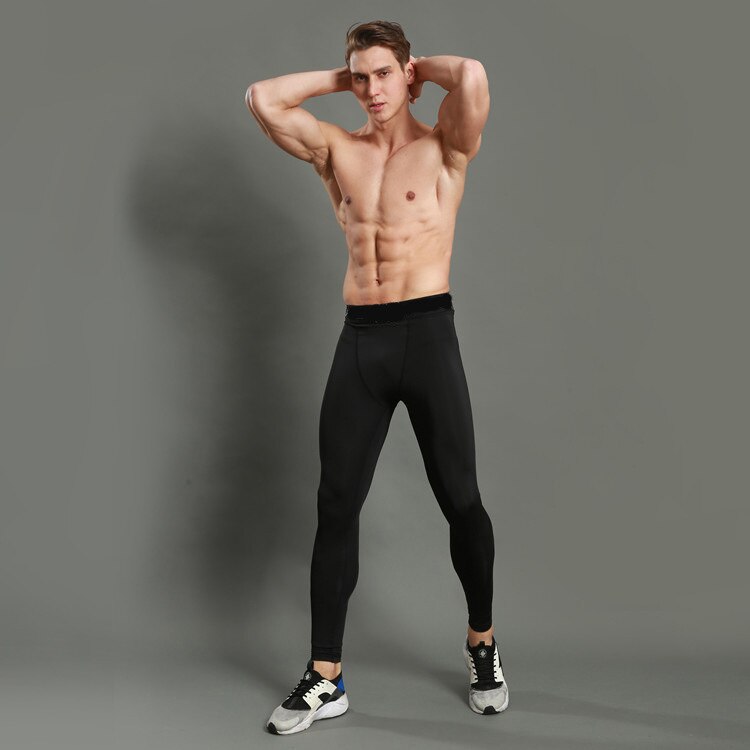 Degli uomini di Sport In Esecuzione Pantaloni di Alta Elastico Quick Dry Fitness Bodybuilding Skinny Leggings Maschio di Compressione Pantaloni di Pallacanestro