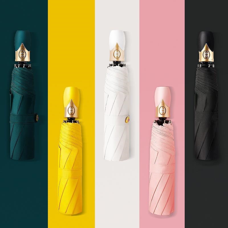 DMBRELLA Black coated 3 Fold UV Rain Women men Automatic windproof umbrellas male parasol Girls paraguas