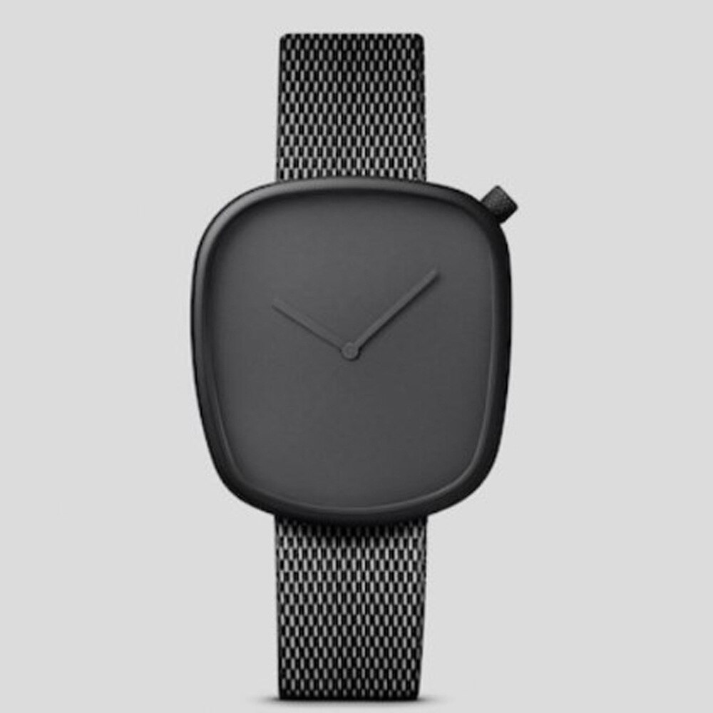 Mode Minimalistische Mannen Vrouwen Quartz Horloge Roestvrij Staal Horloge Mannelijke Horloge Vrouwelijke Horloge Corelogio Masculino Horloge Relogio: Mesh strap Black