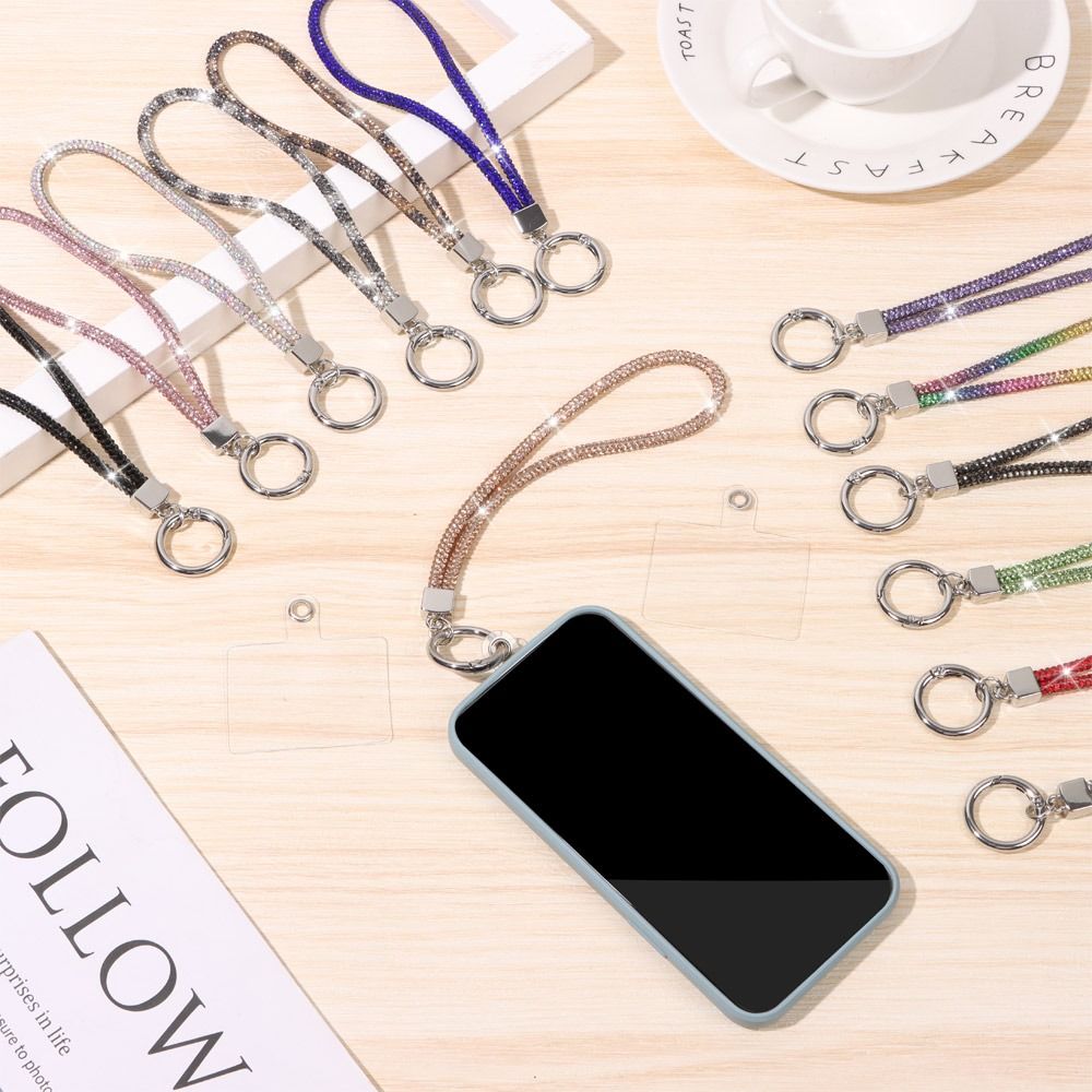 Brokatowa smycz do telefonu ze strasem luksusowa moda Bling diamentowy kryształ zapobiegający zgubieniu liny paski na nadgarstek wiszący sznurek zapobiegający zgubieniu liny