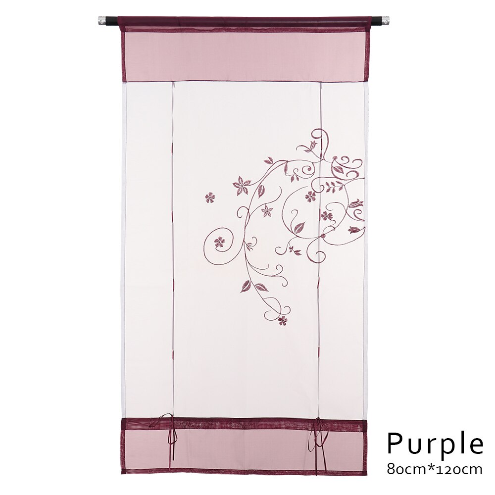 1pc romerske persienner vindue tyl voile gardin populært flot gennemsigtigt polyester gardiner broderet pastoral gardin boligindretning: 80cm x 120cm lilla