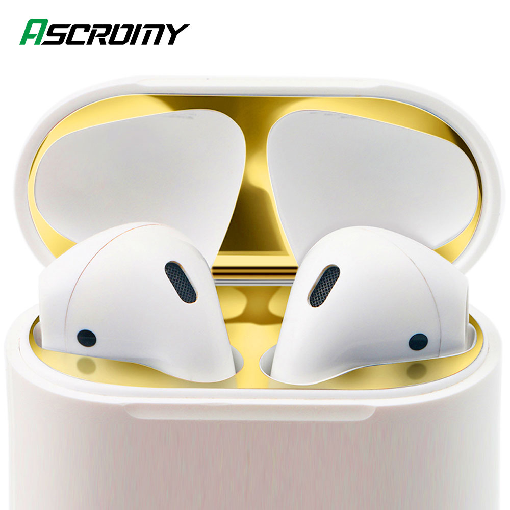 Autocollant anti-poussière en métal anti-poussière pour Apple Airpods 2 1 Air pods Airpod autocollants accessoires