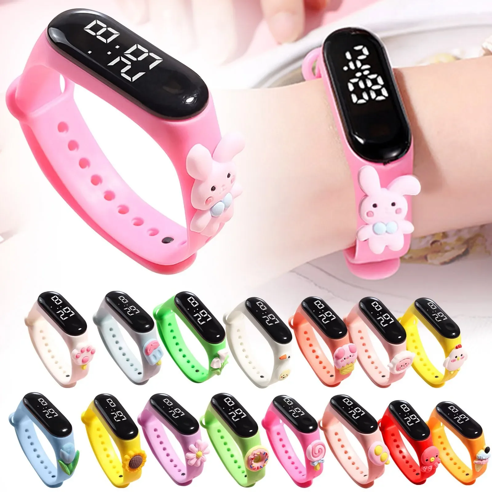 Reloj Digital de para niños, relojes deportivos de silicona, relojes electrónicos para niñas, reloj de pulsera Led de dibujos animados para niños