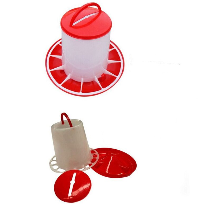 1.5kg Plastic Food Feeder Chicken Chick Hen Poultry Lid Handle Farm Animal Feeding Watering Supplies