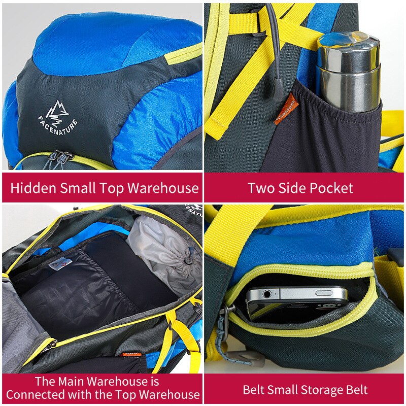 50L Outdoor Hiking Backpack Camping Rucksack External Frame 20D Nylon Wear Resisting Waterproof Multi function Climbing Bag