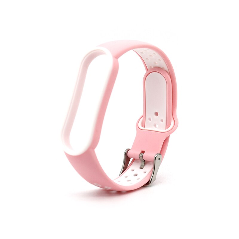 Para Xiaomi Mi Band 5 4 3 6 Correa de doble Color pulsera de silicona reemplazo para Xiaomi Band 4 MiBand 3 5 6 correas de banda: L / Blue White