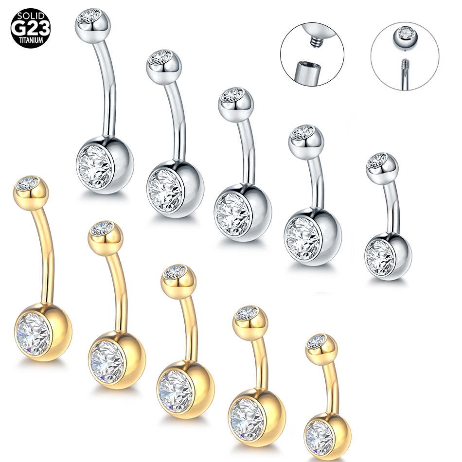 10 stks/partij G23 Titanium Navelpiercings Crystal Navel Barbell Ringen Buik Piercing Sieraden voor Sexy Vrouwen Navel Piercing 14G