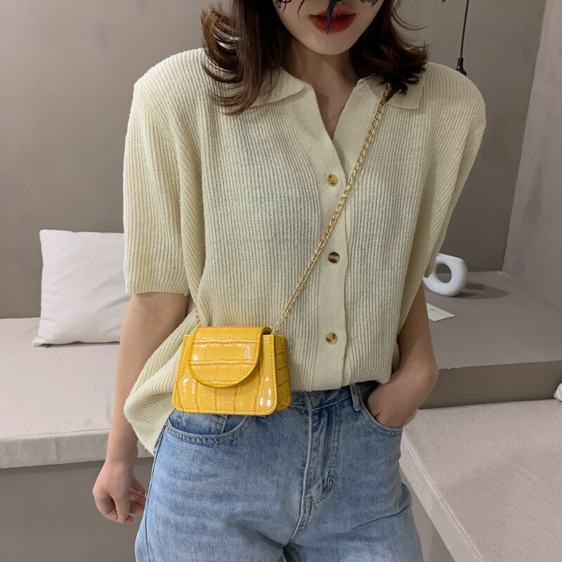 Mini Small Square Flap Bag Brand PU Leather Women's Handbag Crocodile Pattern Chain Shoulder Messenger Bags