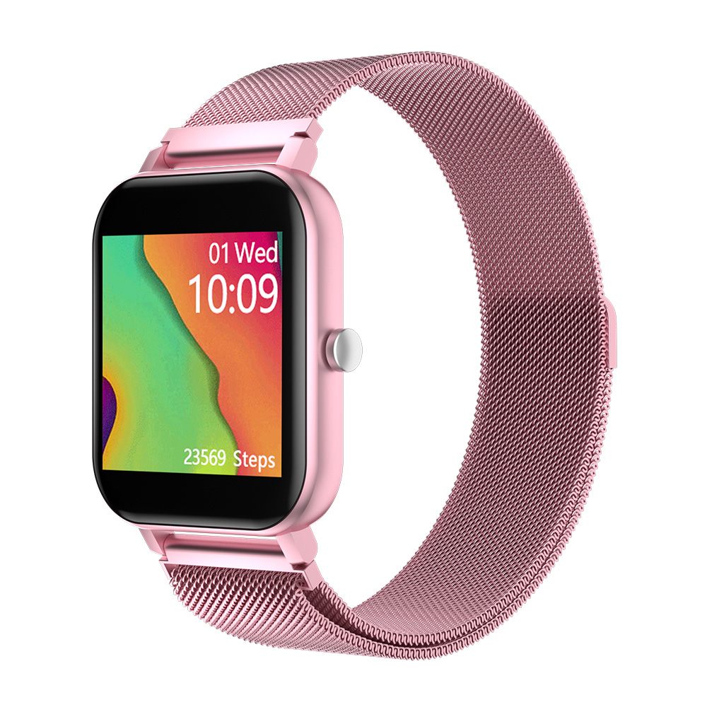 Bakeey MC28 Smartwatch 1.54Inch Dual Menu 'S Hartslag Bloeddruk Zuurstof Monitor Weer Muziek Slimme Horloge Android Ios: Pink stainless
