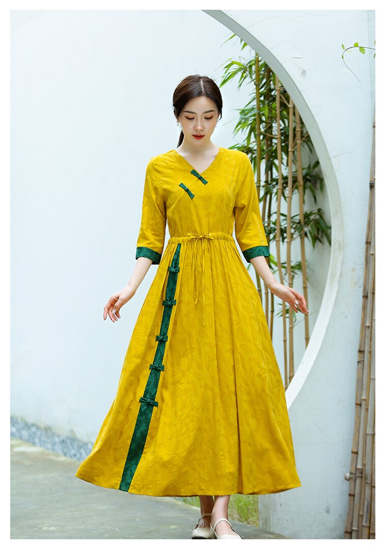 2022 chinesischen kleid cheongsam qipao moderne leinen cheongsam kleid kleid traditionellen qipao kleid orientalischen cheongsam kleid: Farbe2 / XXL