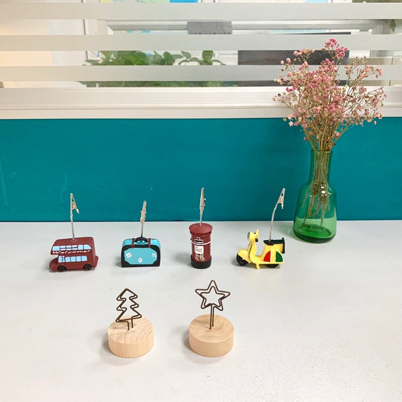 Note porte-carte Photo créative à Clip en bois, cœur en bois, étoile, arbre à fleurs, poisson, voiture, ornement de bureau de mariage