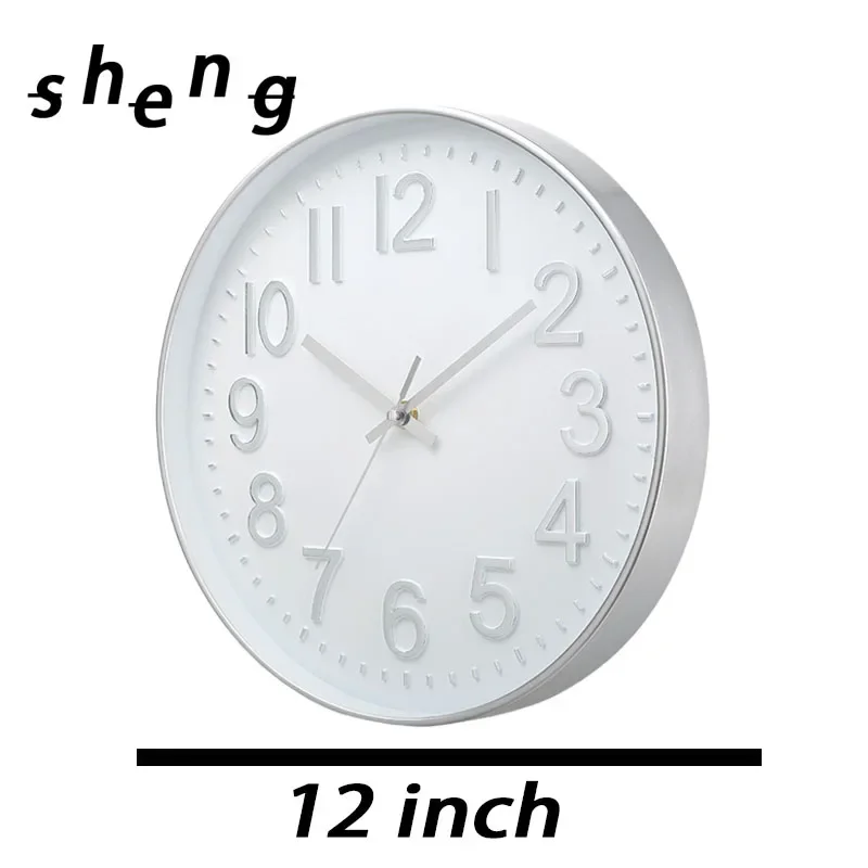 12 Polegada relógio de parede simples mudo não-ticking relógio de parede para casa escritório hotel lojas café decoração sala de estar: Vermelho