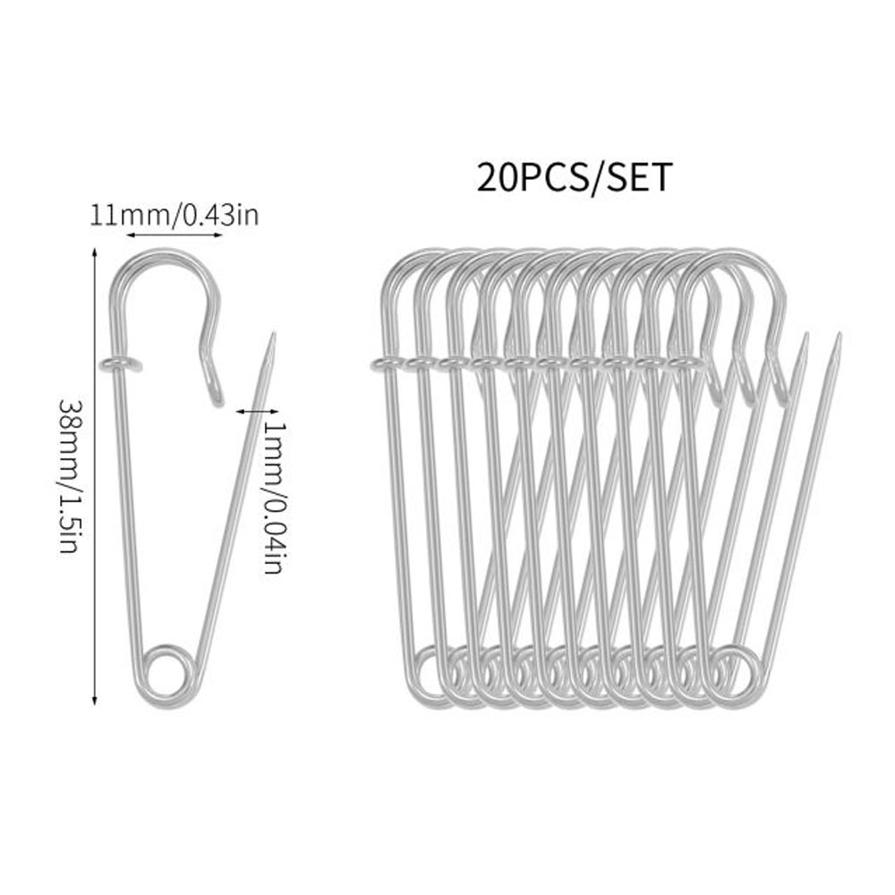 20 piezas alfileres de seguridad de Metal de 50mm, alfiler de seguridad grande plateado/dorado/negro, herramientas de costura para manualidades, broche de boda, accesorios de ropa: Verde militar
