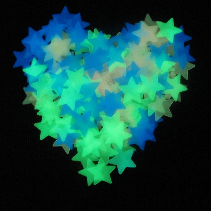 50 stuks/zak 4.2cm kleurrijke lichtgevende glow in the dark sterren muursticker voor kinderen babykamers fluorescerende stickers groter