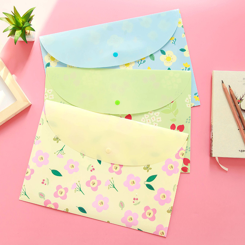 1PC Fresh Floral Filing Production Folder Multi-Function 5/8 Into Mezzanine File A4 Document File Folder School Office